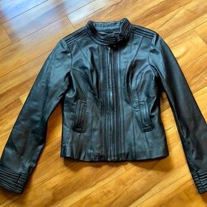 Black leather moto jacket